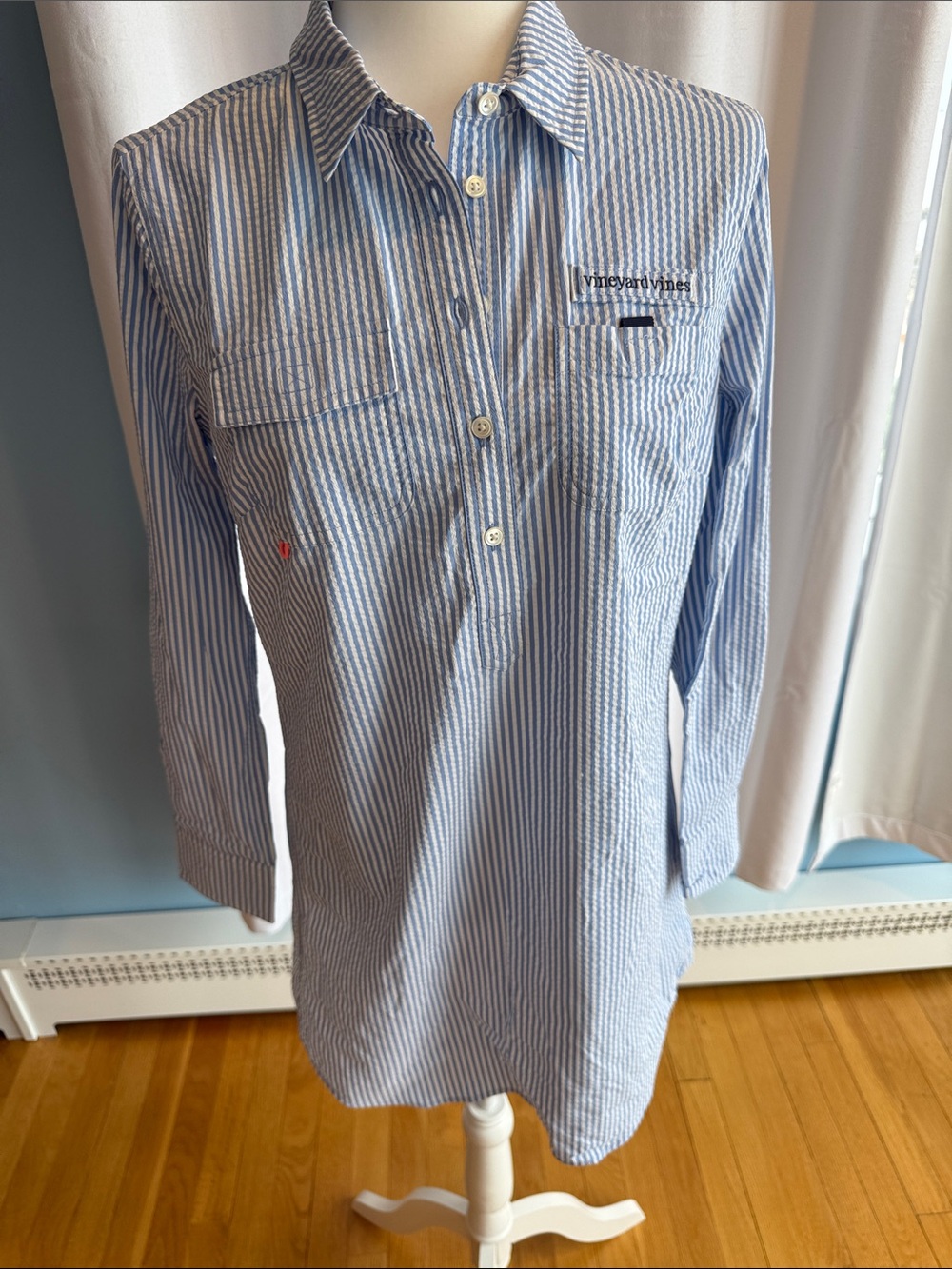 Vineyard Vines Blue and White Striped Long-Sleeve Button Shirt